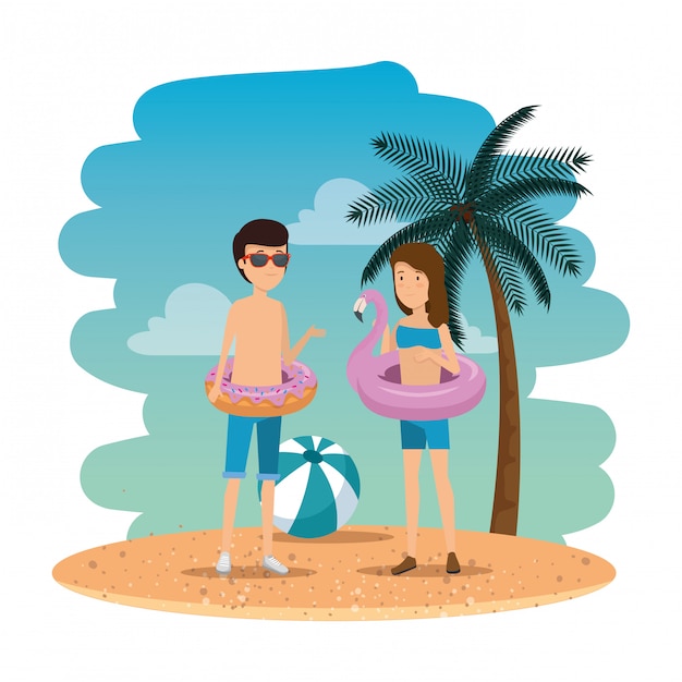 Young couple on the summer beach