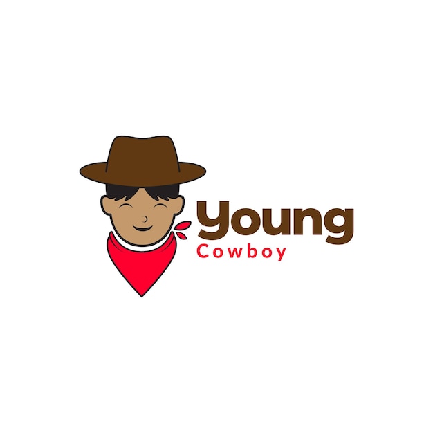 Young cow boy smile happy logo design vector graphic symbol icon illustration creative idea