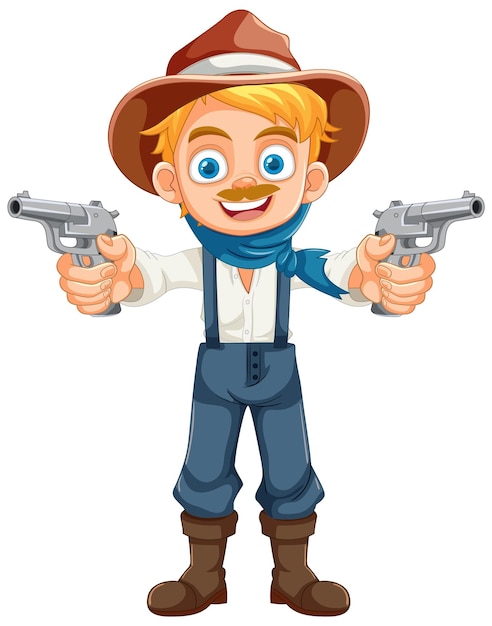 Vector young cowboy in country farmer attire