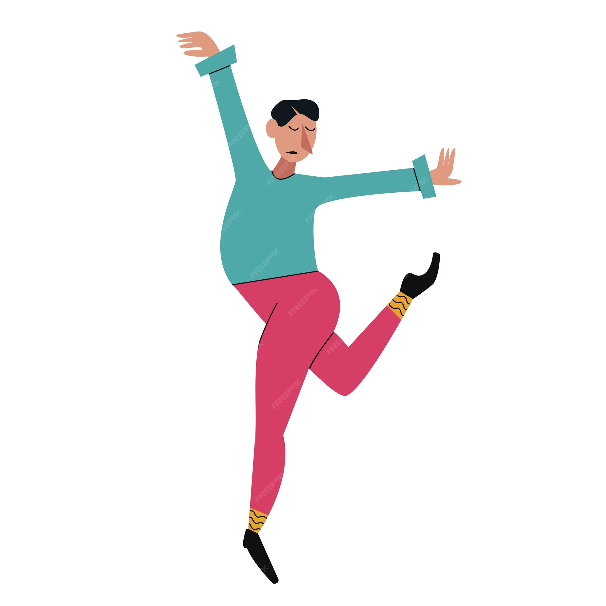 Premium Vector | Young dancing man with open arms vector illustration cartoon style on white background Premium Vector | Young dancing man with open arms vector illustration cartoon style on white background