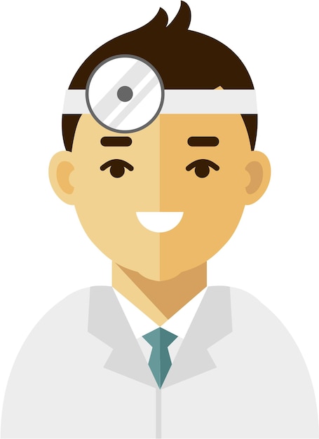 Young Doctor Man Avatar Face Icon Flat Style