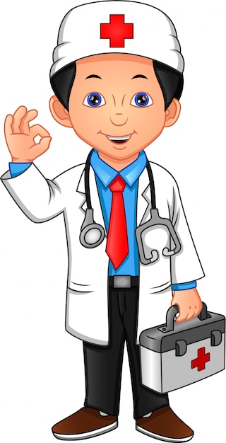 Young doctor waving