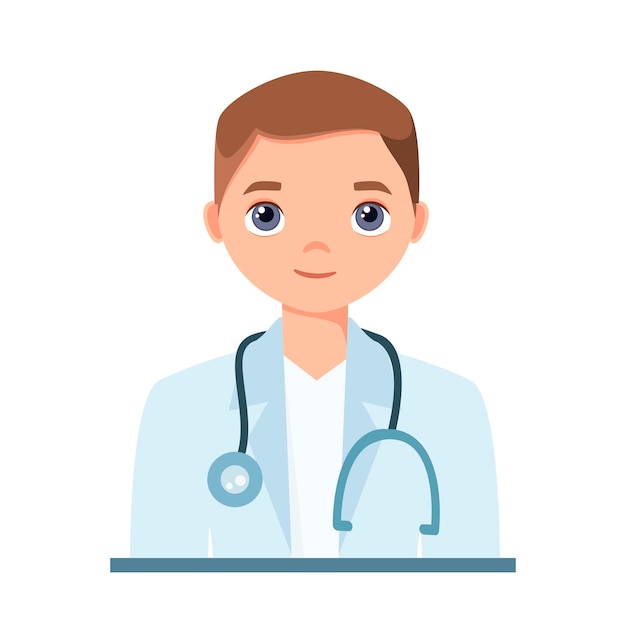 A young doctor on a white background cartoon design