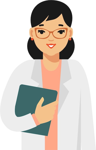Vector young doctor woman with folder flat style