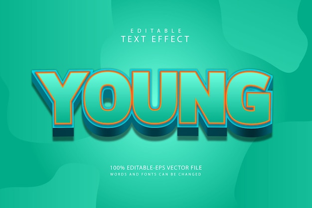 Young editable text effect 3 dimension emboss modern style