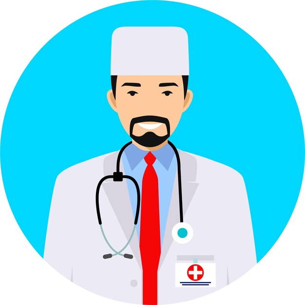 Vettore iconica avatar del personaggio young emergency doctor man in illustrazione vettoriale in stile piatto