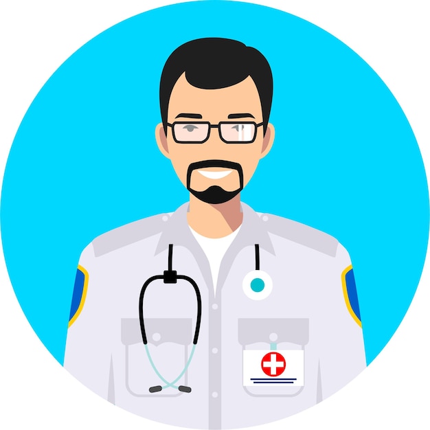 Young Emergency Doctor Man Character Avatar Icon in Flat Style Vector Illustratie