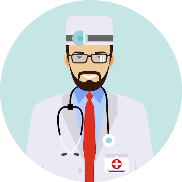 Vector young emergency doctor man character avatar icon in flat style vector illustratie