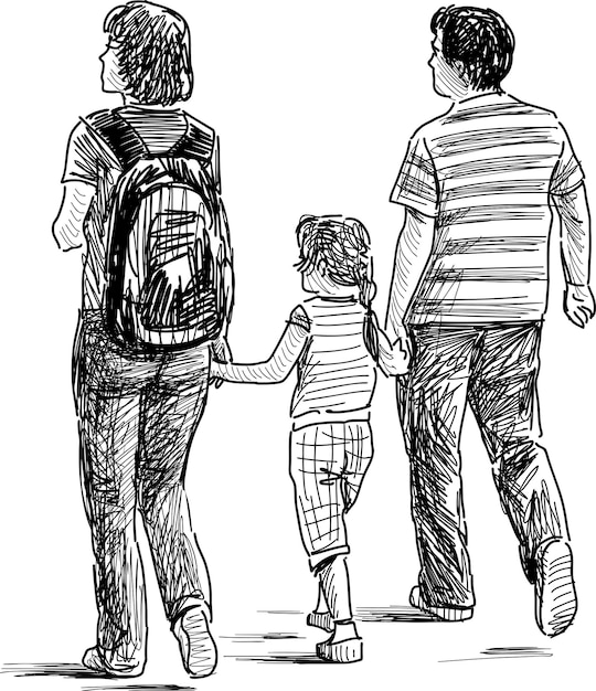 Giovane famiglia in una passeggiata