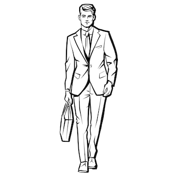 masculine man in suit clipart