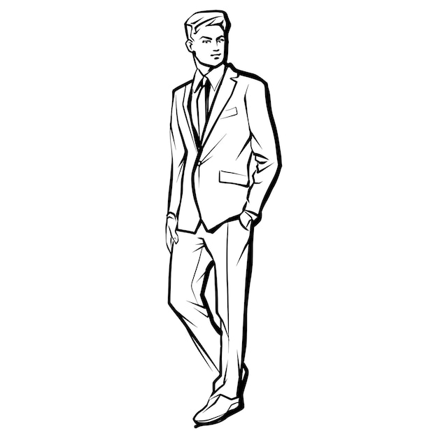 Vector young fashion male model in suit