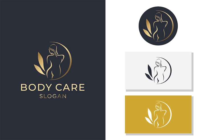 Vector young female body outline silhouette beauty logo