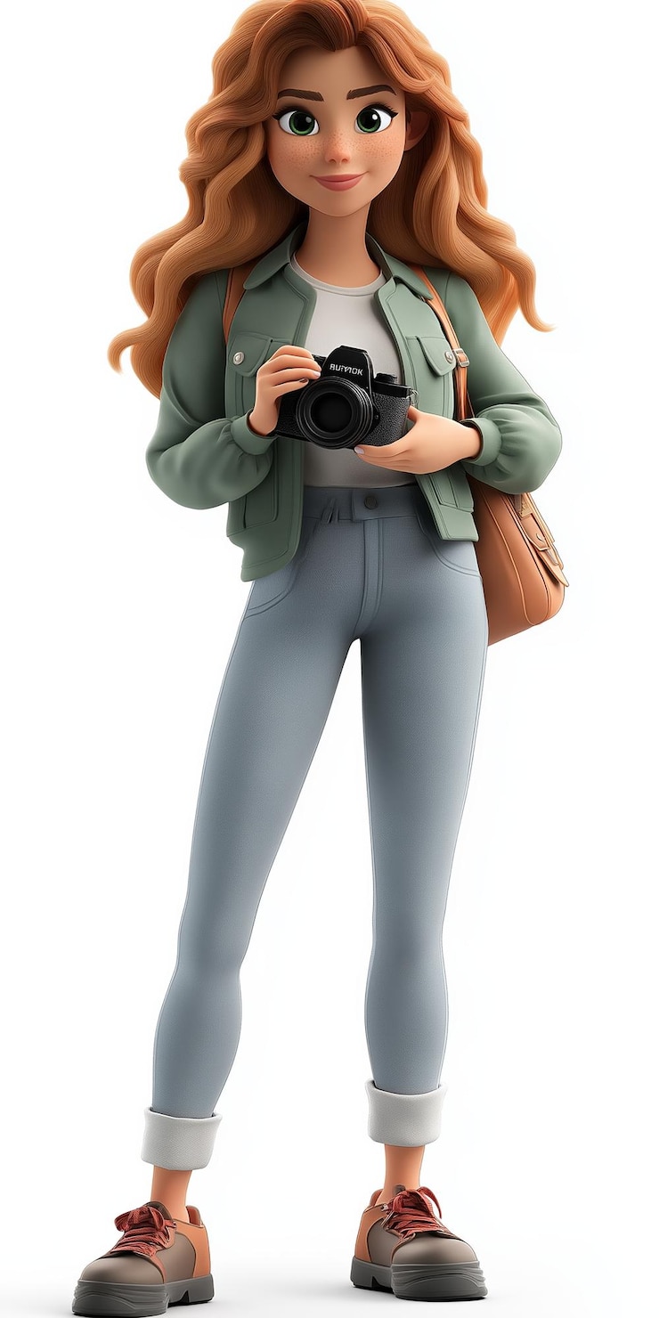 Vector young female content creator cartoon character vector design