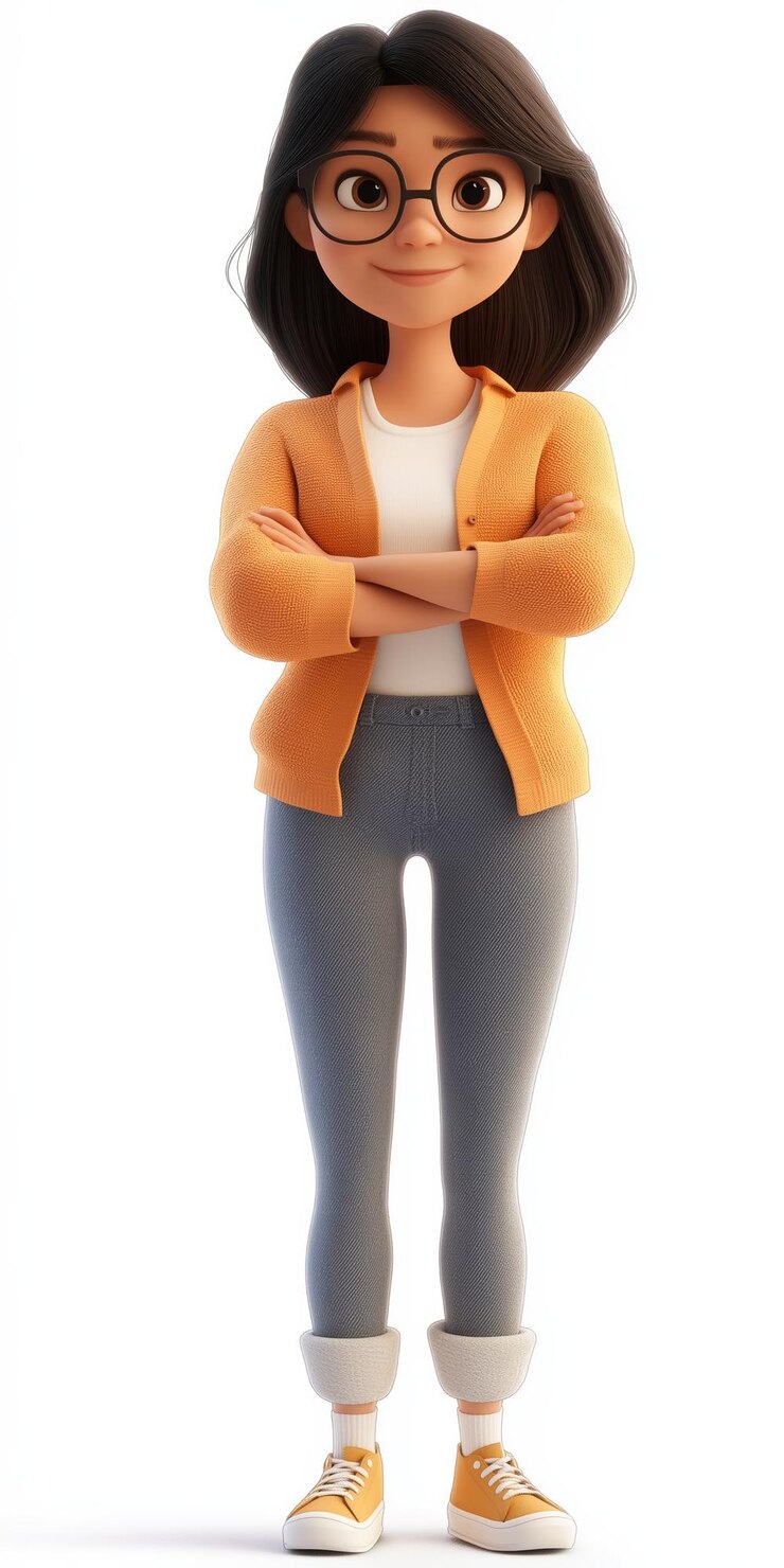 Vector young female employee office woman 3d cartoon vector