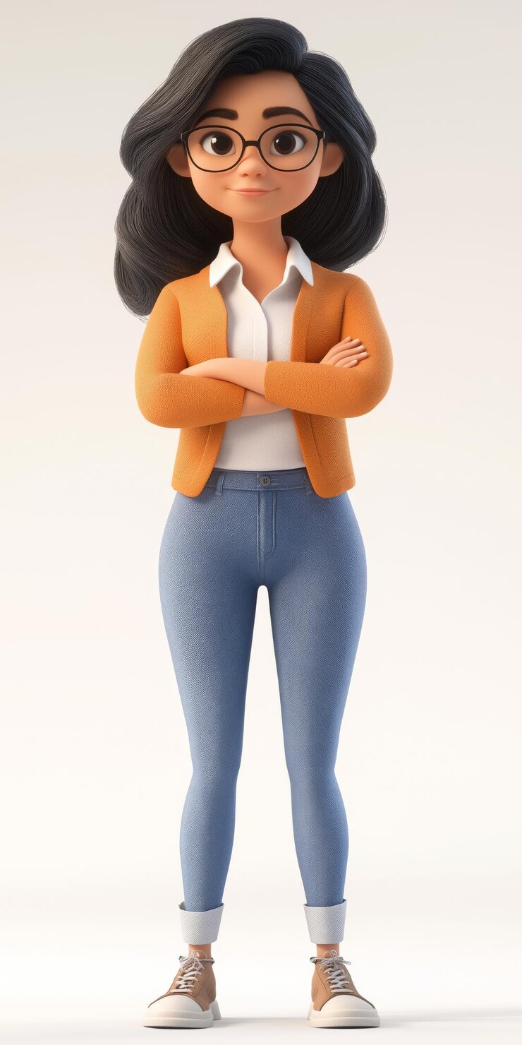 Vector young female employee office woman 3d cartoon vector