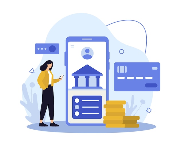 スマートフォンを持った若い女性オンラインバンキングで口座を管理しています