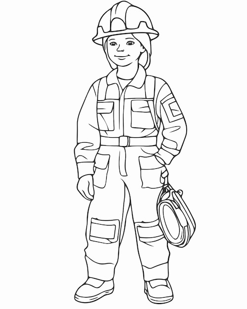 young firefighter coloring page