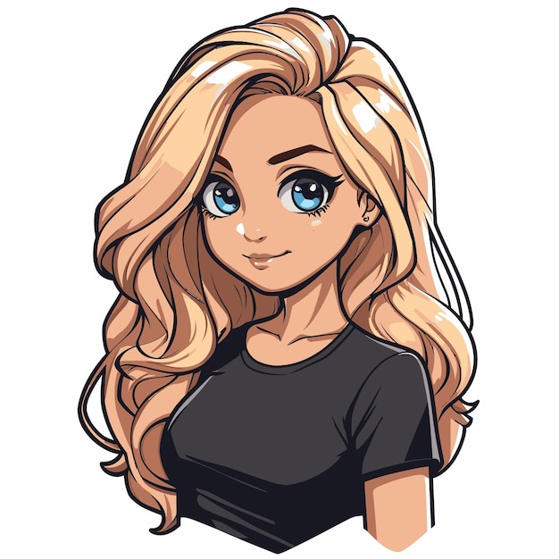 Vector young gamer girl avatar streaming with blonde hair and gaming headset