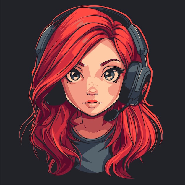 Young Gamer Girl Avatar Streaming with Colored Hair and Gaming Headset