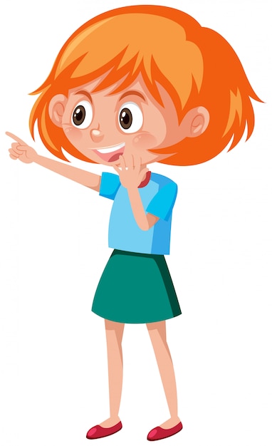 Vector young ginger girl pointing