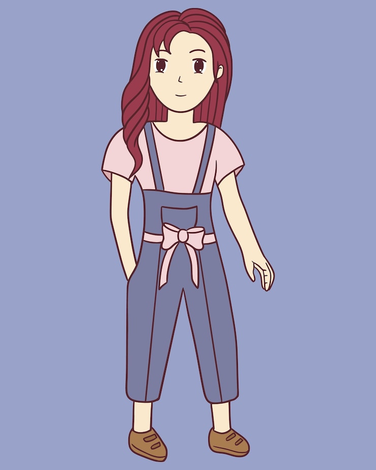 Vector 若い女の子アニメちびスタイルのキャラクターマンガコミック日本ファッションベクトルイラストデザイン