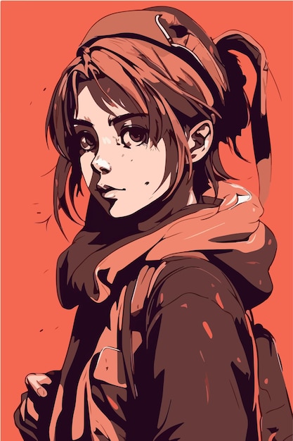 young girl anime style character vector illustration design Manga Anime girl Hair Faces Cartoon