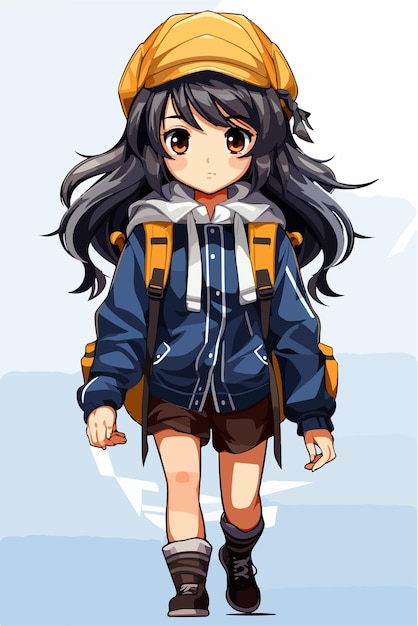 Young girl anime style character vector illustration design manga anime girl