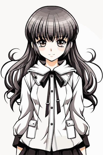 Vettore ragazza giovane stile anime personaggio vettoriale illustrazione design manga anime ragazza