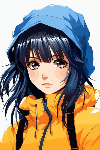 Ragazza giovane stile anime personaggio vettoriale illustrazione design manga anime ragazza