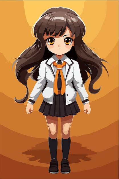 Young girl anime style character vector illustration design manga anime girl