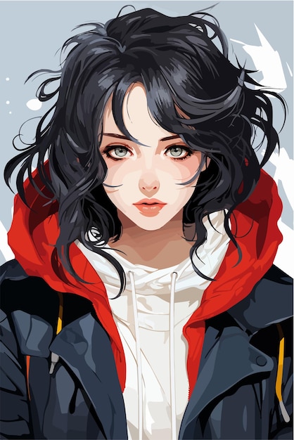 Young girl anime style character vector illustration design manga anime girl