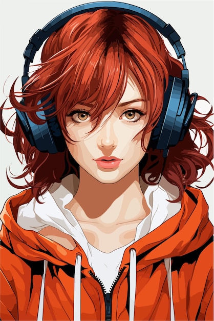 Ragazza giovane stile anime personaggio vettoriale illustrazione design manga anime ragazza