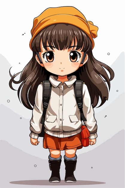 Young girl anime style character vector illustration design manga anime girl