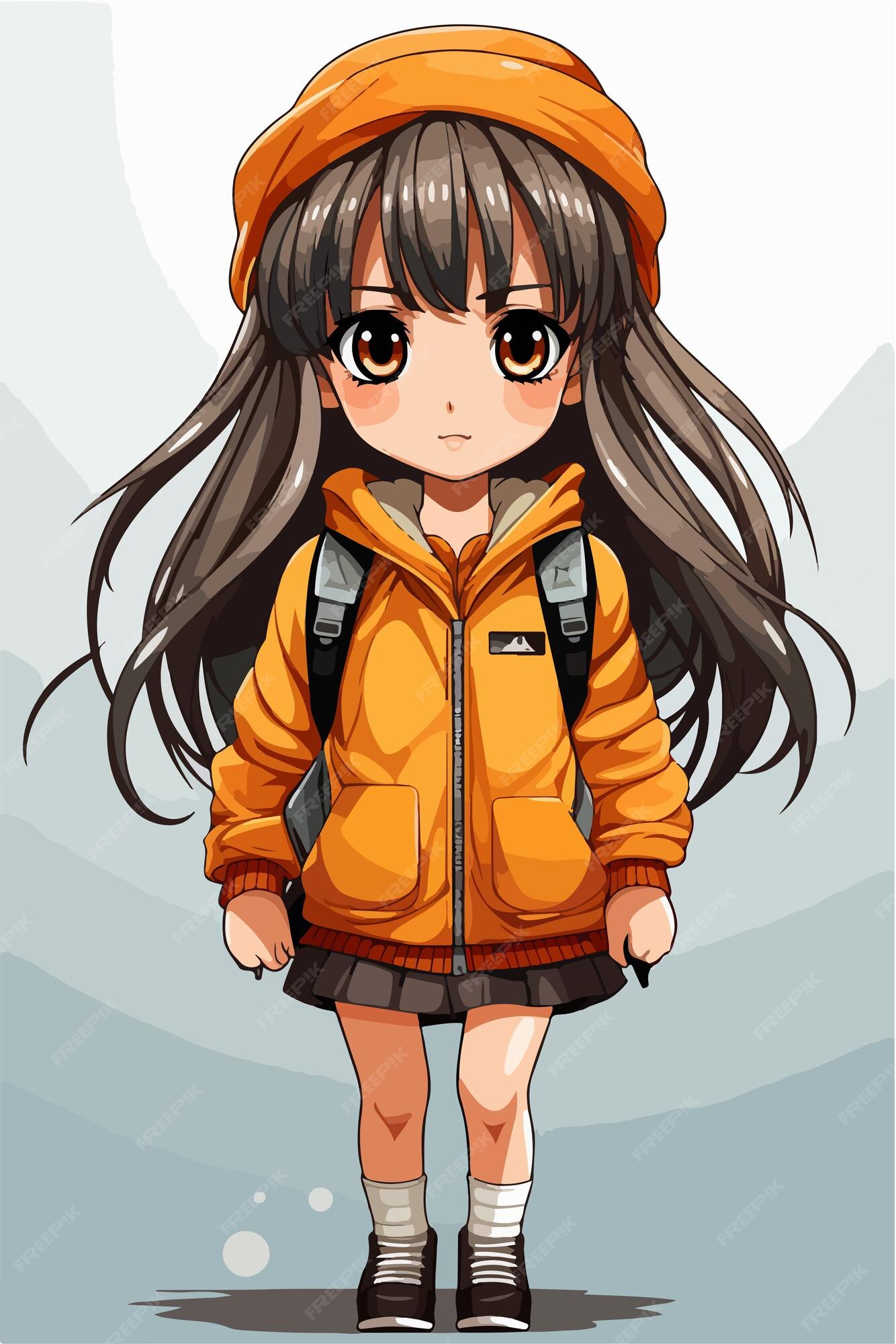 Premium Vector  Young girl anime style character vector