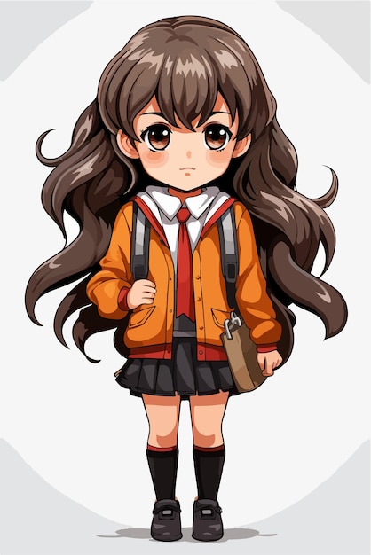 Young girl anime style character vector illustration design manga anime girl