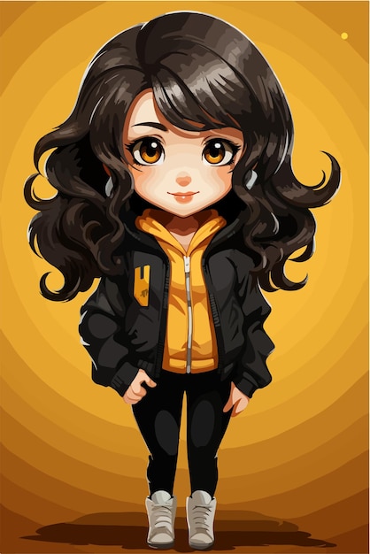 Vector young girl anime style character vector illustration design manga anime girl