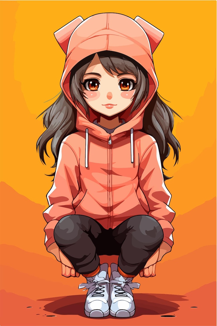 Vector young girl anime style character vector illustration design manga anime girl