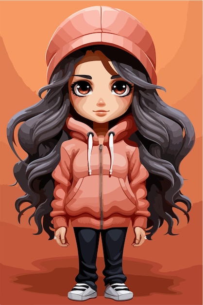 Vector young girl anime style character vector illustration design manga anime girl