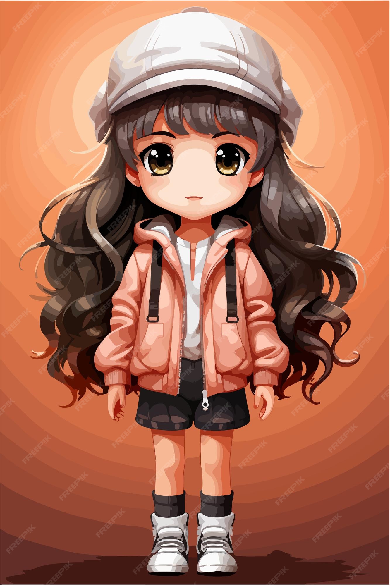 Premium Vector  Young girl anime style character vector