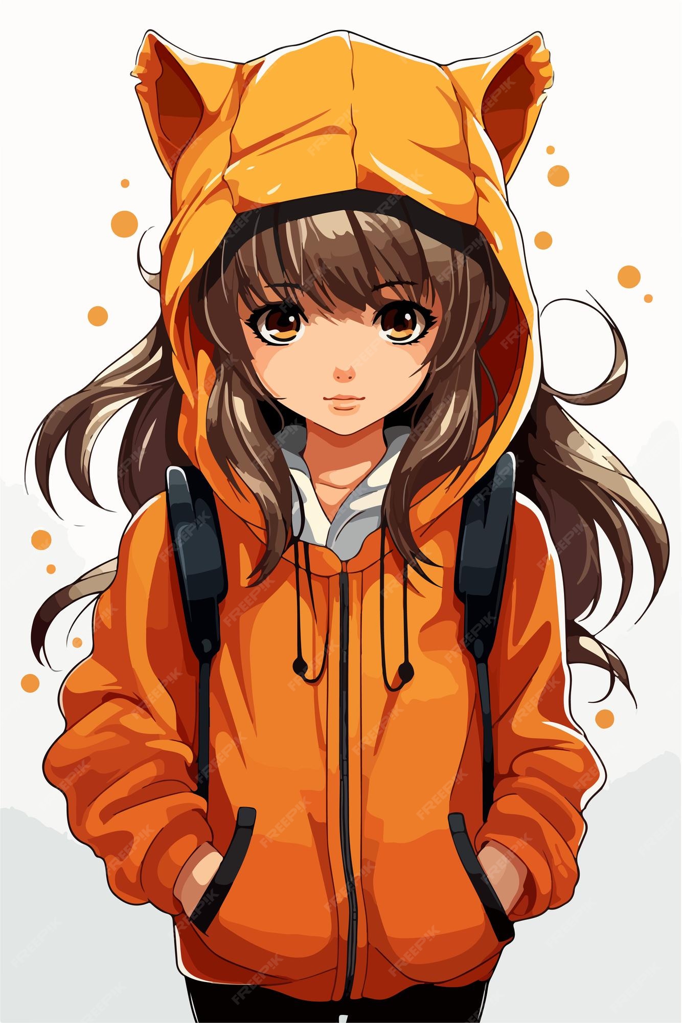 Premium Vector  Young girl anime style character vector