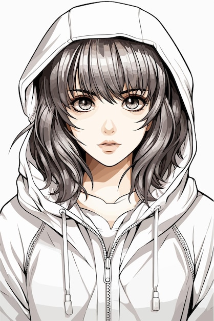 Disegno di illustrazione vettoriale di carattere di stile anime ragazza giovane manga anime girl