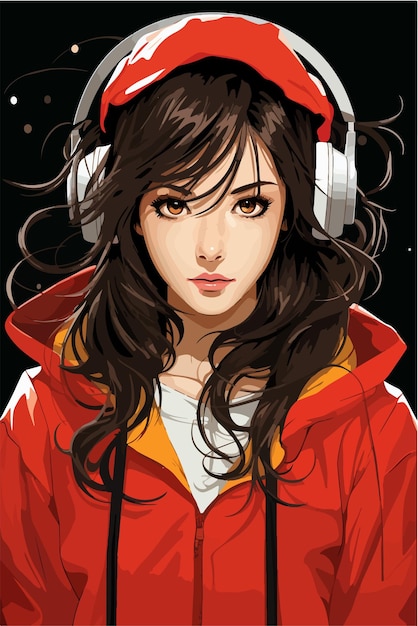 Disegno di illustrazione vettoriale di carattere di stile anime ragazza giovane manga anime girl