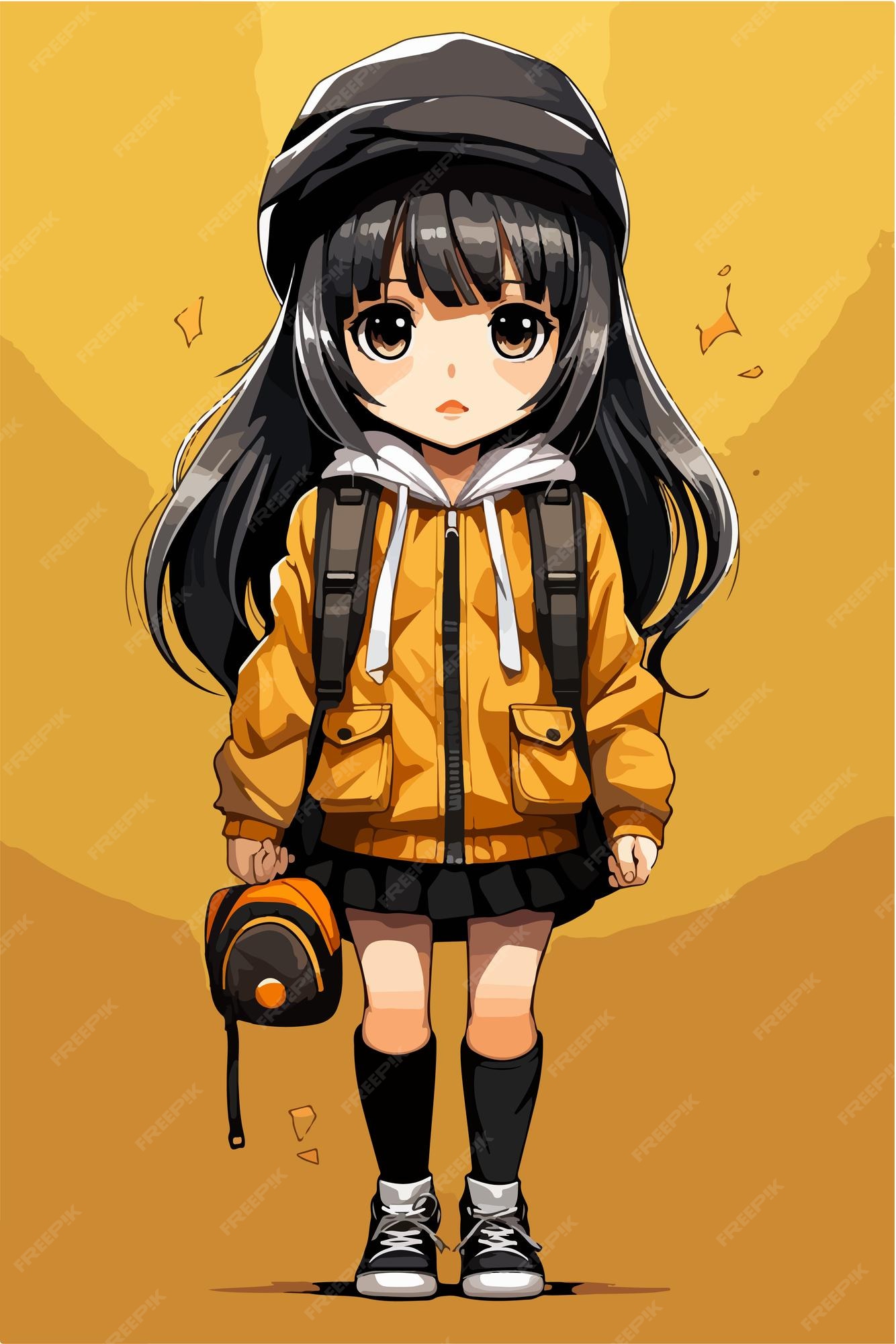 Premium Vector  Young girl anime style character vector