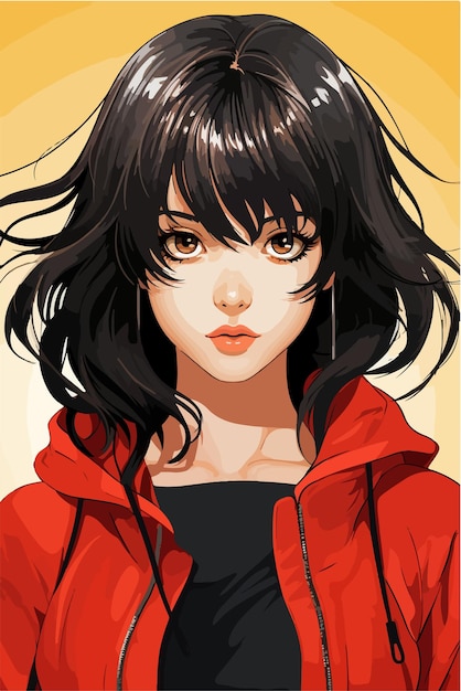 Vector young girl anime style character vector illustration design manga anime girl