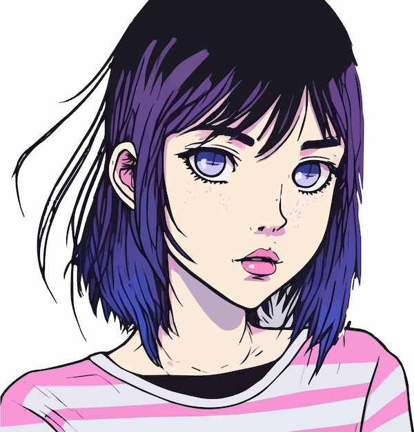 young girl anime style character vector illustration design. Manga Anime girl