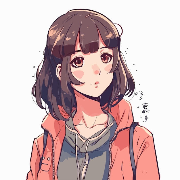 어린 소녀 animestyle 문자 벡터 일러스트 디자인 만화 애니메이션 소녀