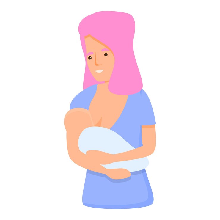 Vector young girl breast feeding icon cartoon of young girl breast feeding vector icon for web design isolated on white background