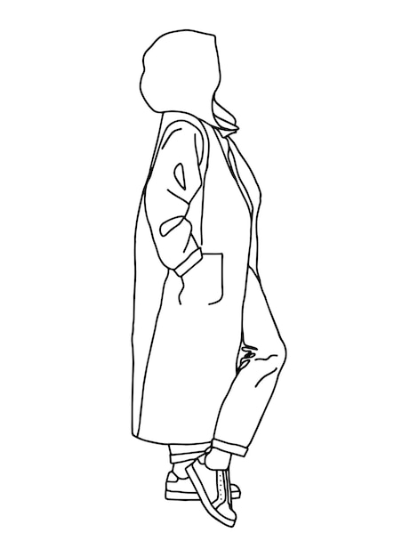 Молодая девушка в пальто с карманами в брюках с капюшоном с манжетами и кроссовками Повседневный стиль на осень или весну на холодную погоду Уличная мода для женщин