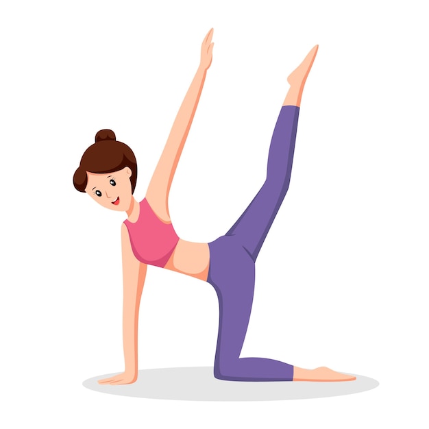 Young Girl Doing Yoga Moves Character Design Illustration