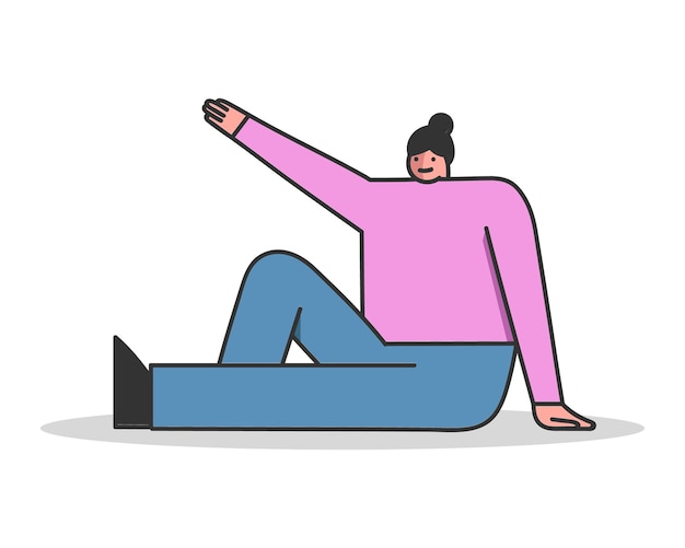 Vector young girl exercising sitting on the floor